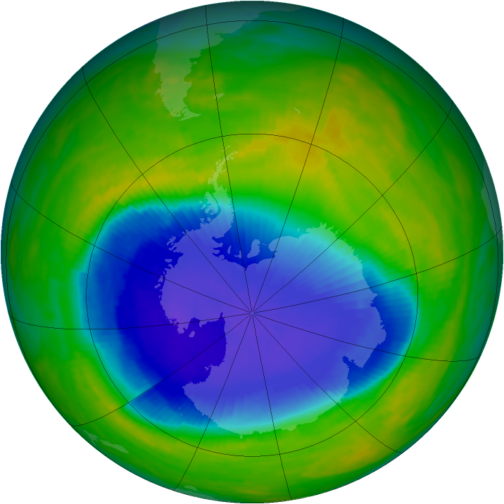 Antarctic ozone map for 30 October 1990